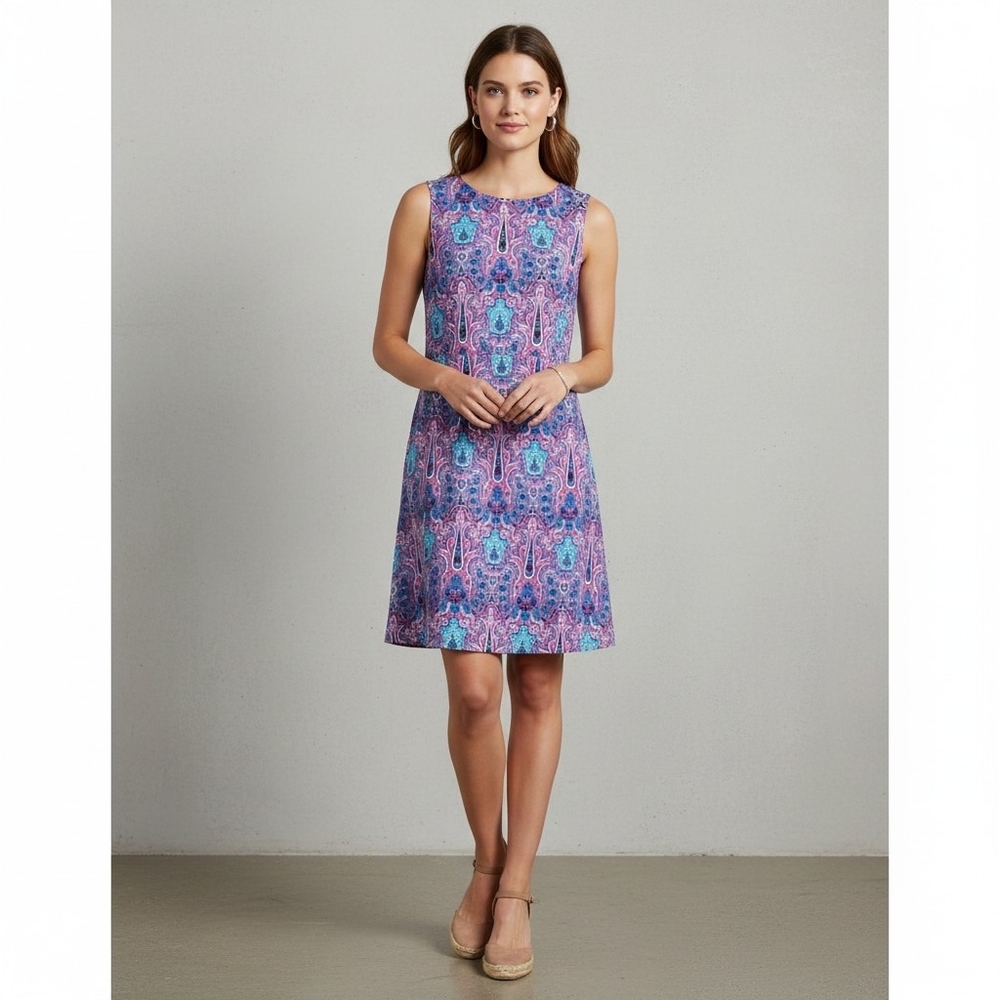 Talbots Sleeveless Dress Woman's Size 1X Multicolor Paisley Stretch Knit - Picture 3 of 14
